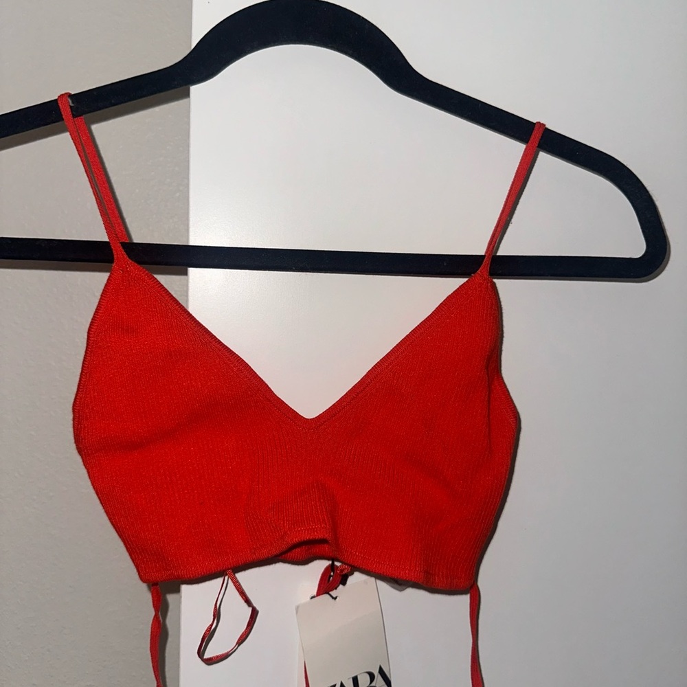 Zara Knotted Knit Bralette Wrap Tops